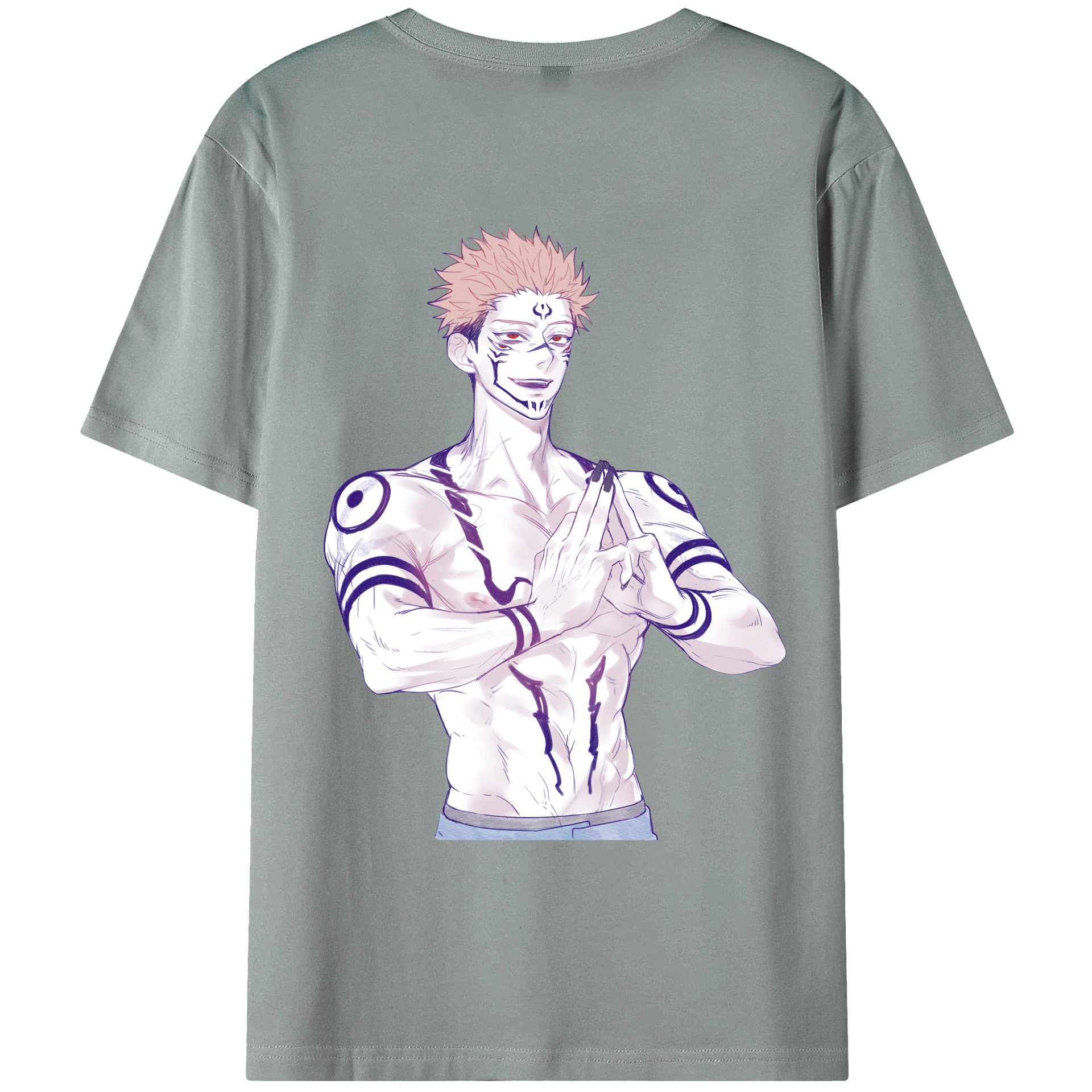 （画像用） 呪術廻戦 Jujutsu Kaisen 綿100％ メンズ半袖Tシャツ（バックプリント） 通気性